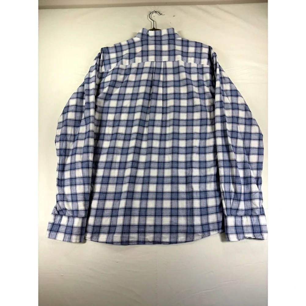 Peter Millar Mens Blue Plaid Cotton Button Down Shirt Large Long Sleeve Preppy
